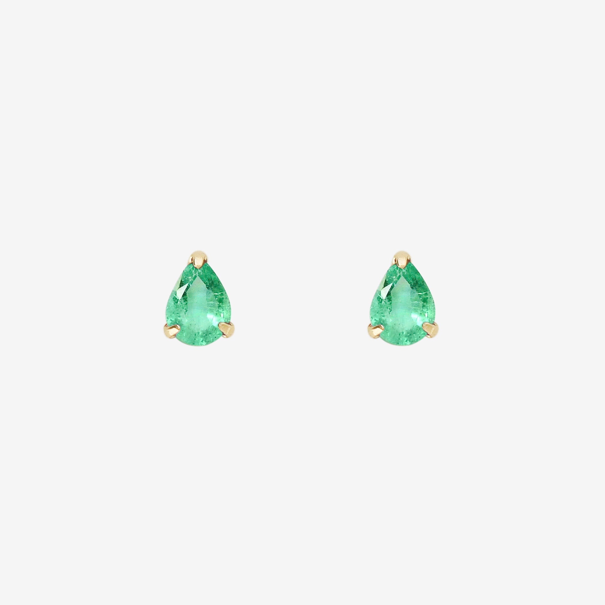 WEB限定】5月誕生石 K10 イエローゴールド エメラルド しずく ピアス