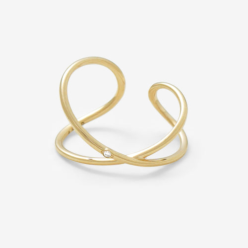 K10 イエローゴールド ダイヤモンド リングカフ