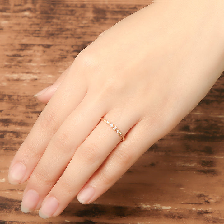 4℃ k10 ダイヤモンドリング 4°C (ヨンドシー) K10 ピンキーリング 2 5号 ダイヤモンド 11pcs