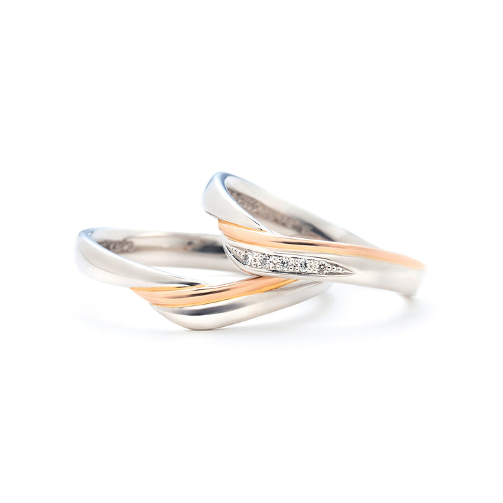 ELLE 』ゴールド＆プラチナ リング K18、プラチナ950、0.04カラット