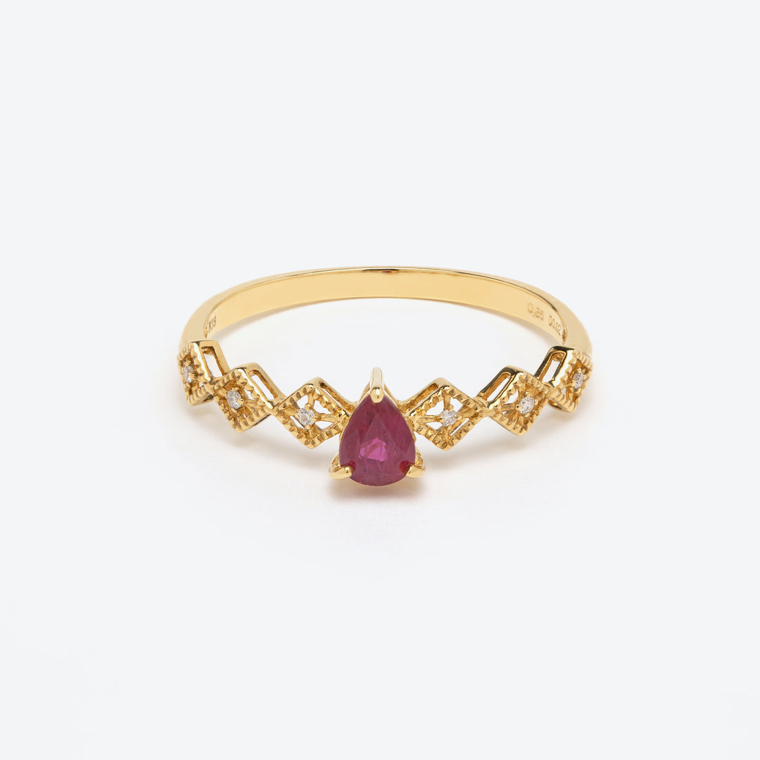 WEB限定】7月誕生石 K18 イエローゴールド ルビー リング