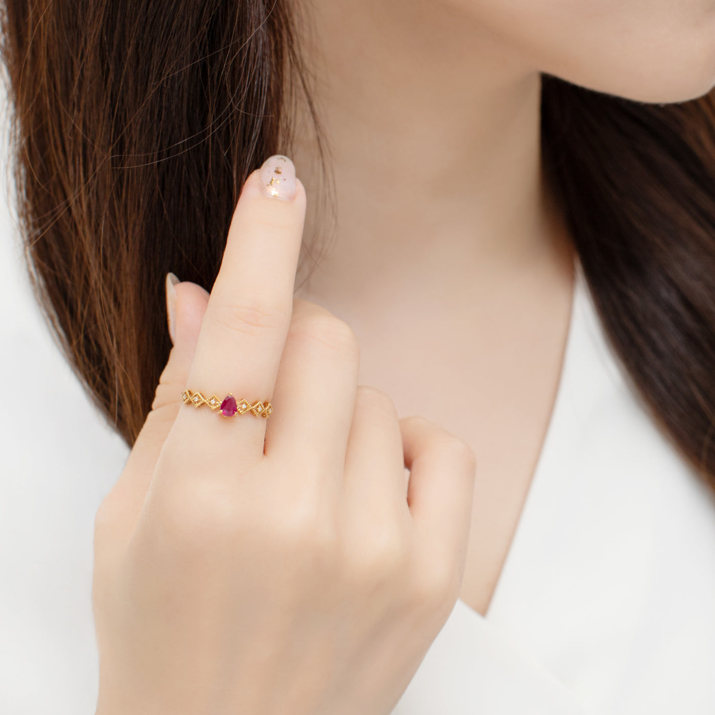 【WEB限定】7月誕生石 K18 イエローゴールド ルビー リング