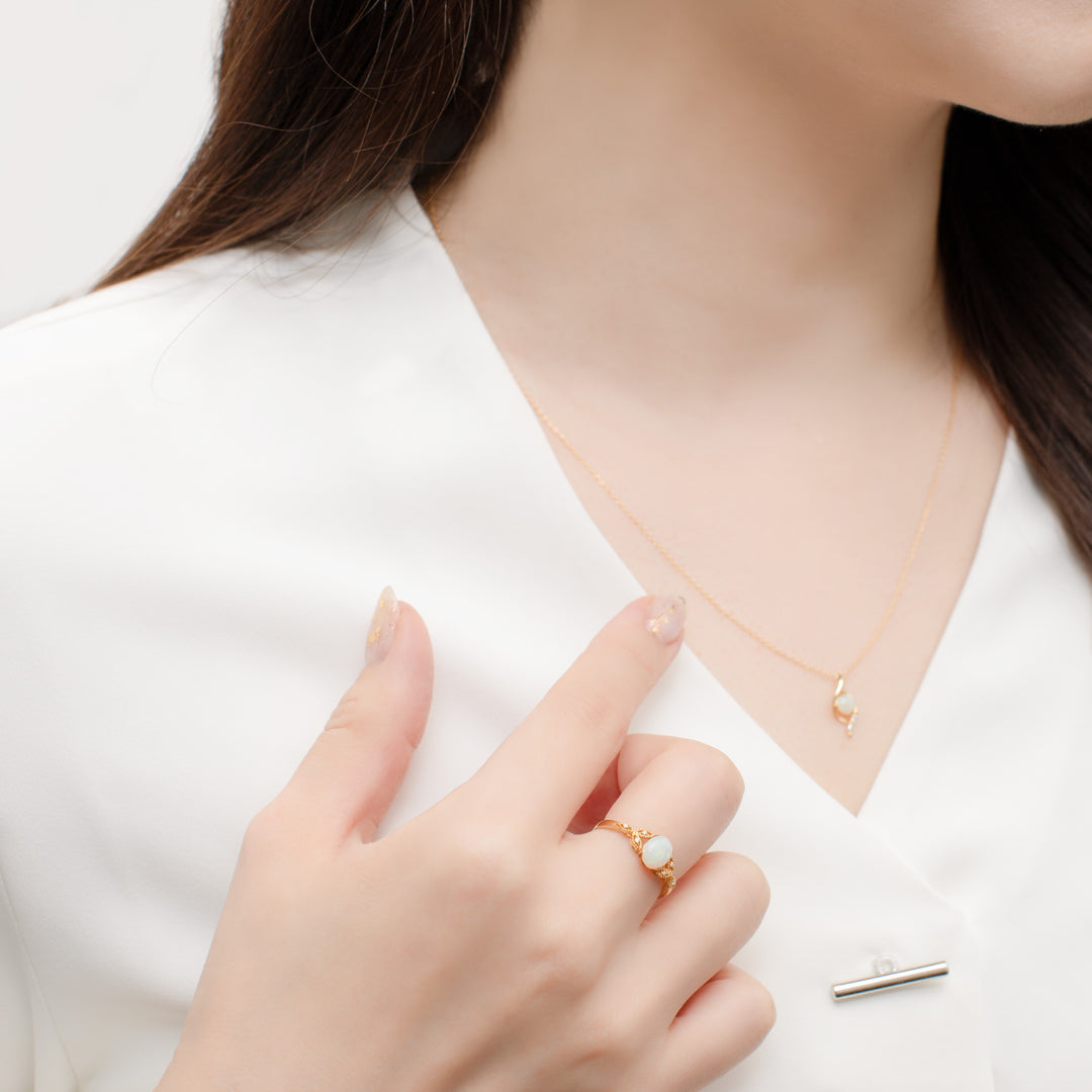 WEB限定】10月誕生石 K18 イエローゴールド オパール リング