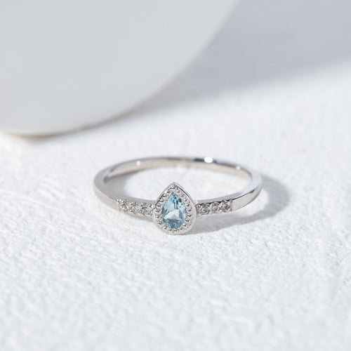 【予約商品】3月誕生石 プラチナ アクアマリン リング