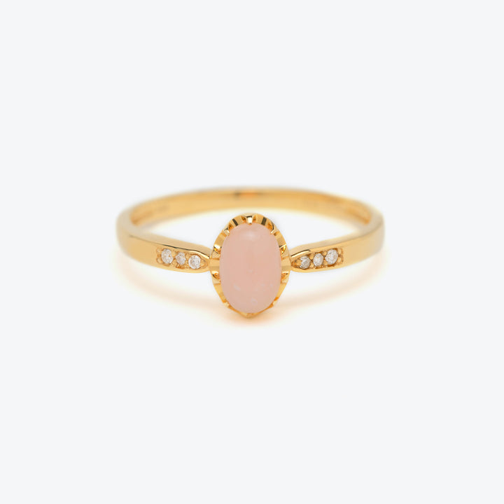 WEB限定】10月誕生石 K18 イエローゴールド ピンクオパール リング