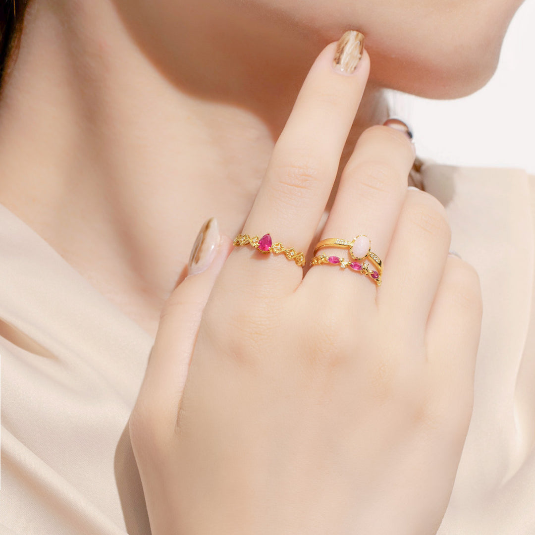 WEB限定】10月誕生石 K18 イエローゴールド ピンクオパール