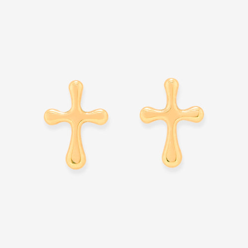 K10 イエローゴールド クロス ピアス