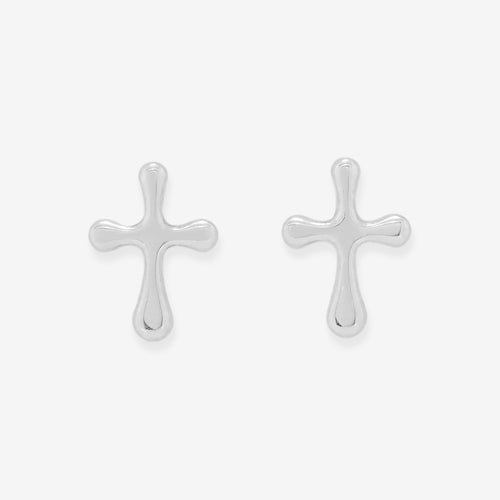 K10 ホワイトゴールド クロス ピアス