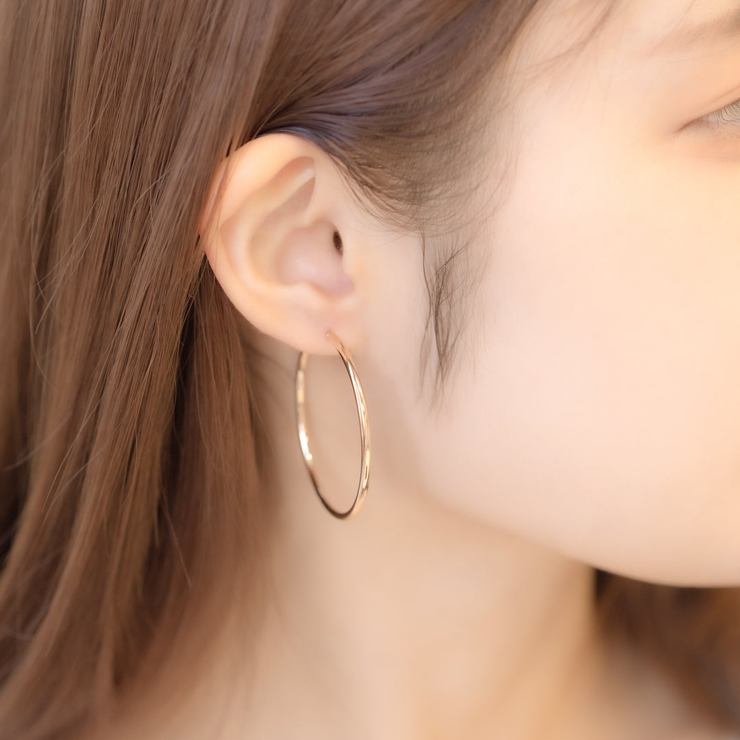 K10 イエローゴールド フープ ピアス（40mm） （8114033819950