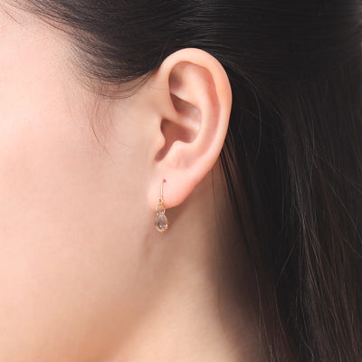 【WEB限定】K10 イエローゴールド クリスタル しずく フック ピアス