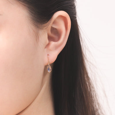 【WEB限定】K10 イエローゴールド クリスタル しずく フック ピアス