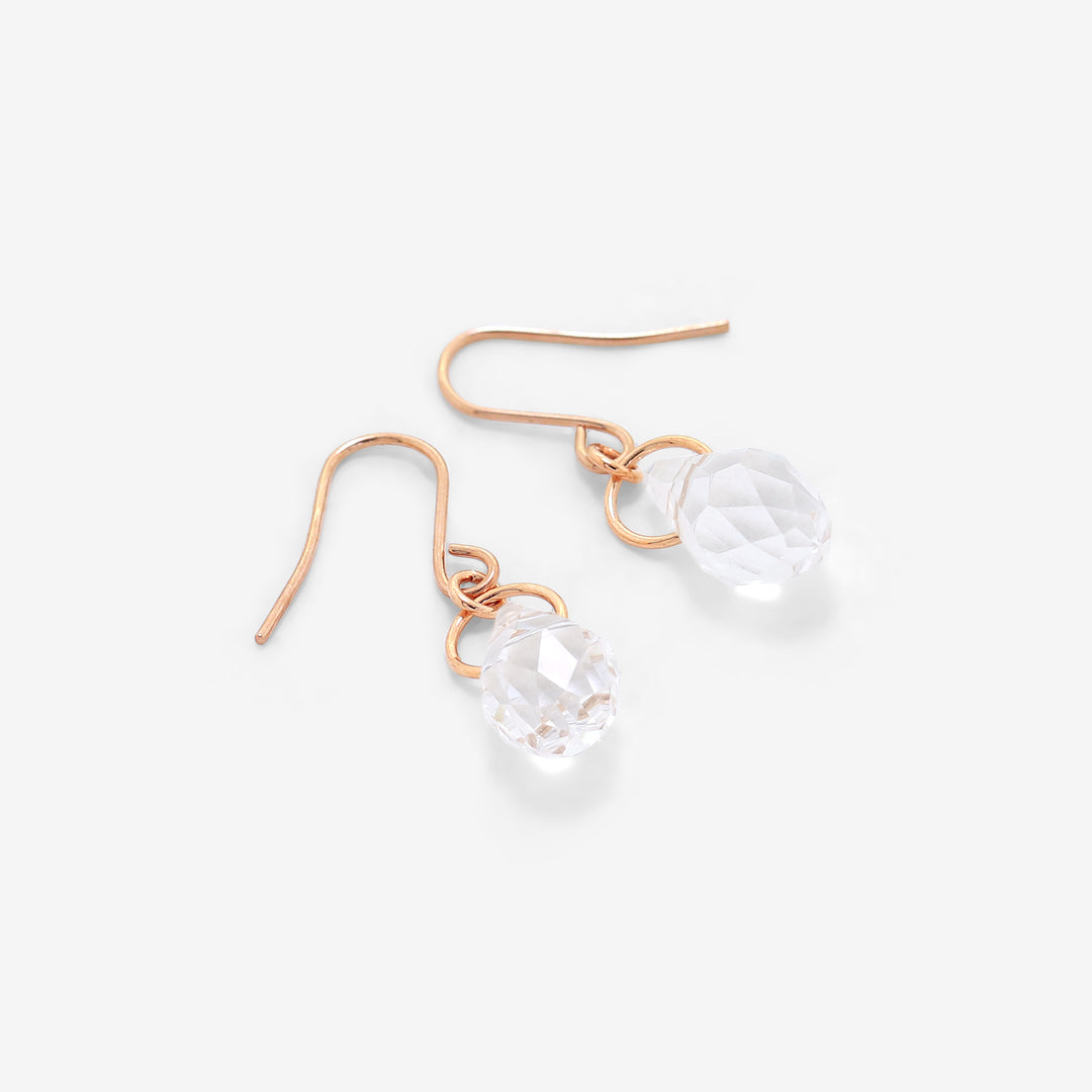 WEB限定】K10 ピンクゴールド クリスタル しずく フック ピアス