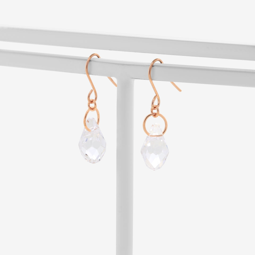 WEB限定】K10 ピンクゴールド クリスタル しずく フック ピアス