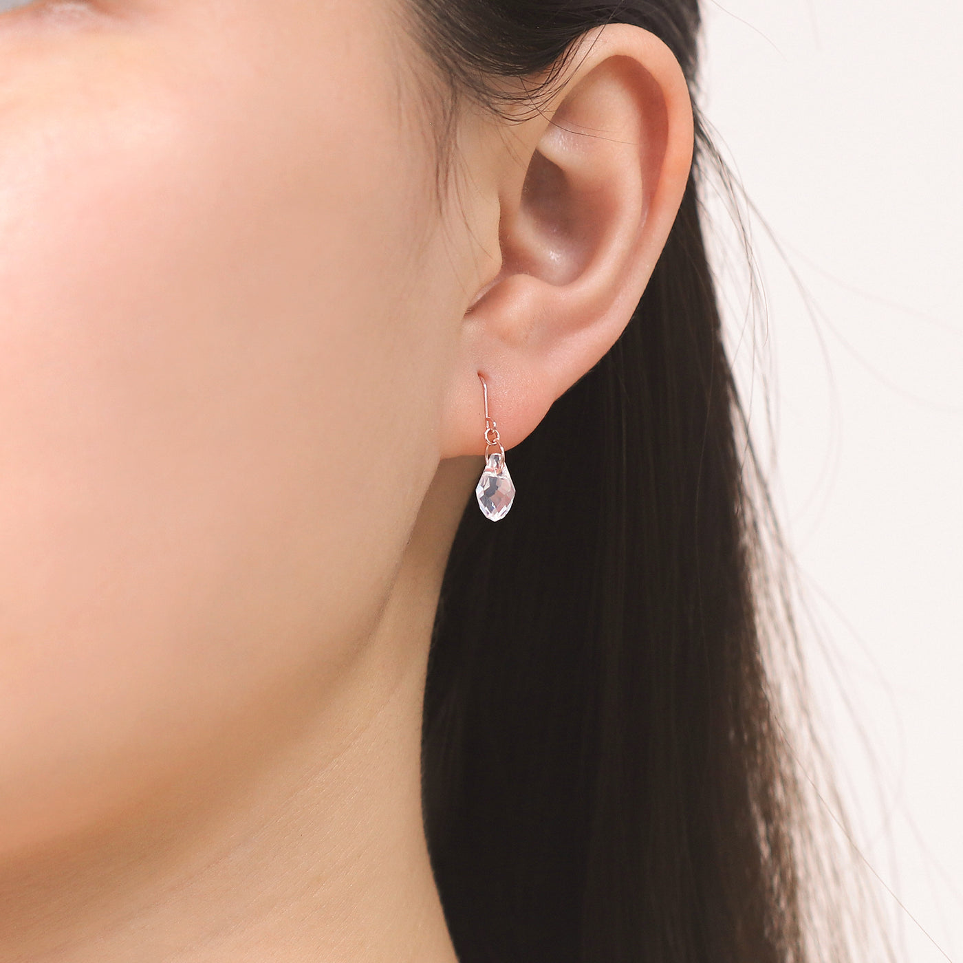 【WEB限定】K10 ピンクゴールド クリスタル しずく フック ピアス