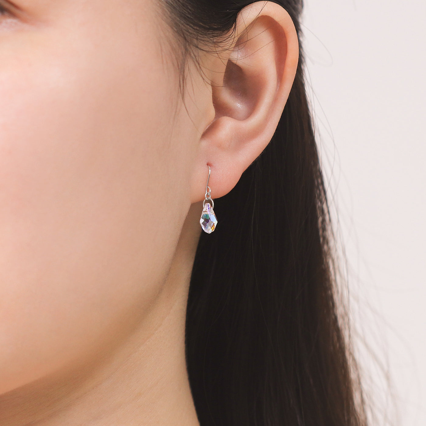 【WEB限定】K10 ホワイトゴールド クリスタル フック ピアス