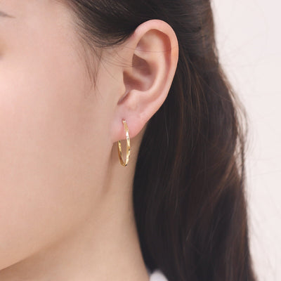 K10 イエローゴールド フープ ピアス