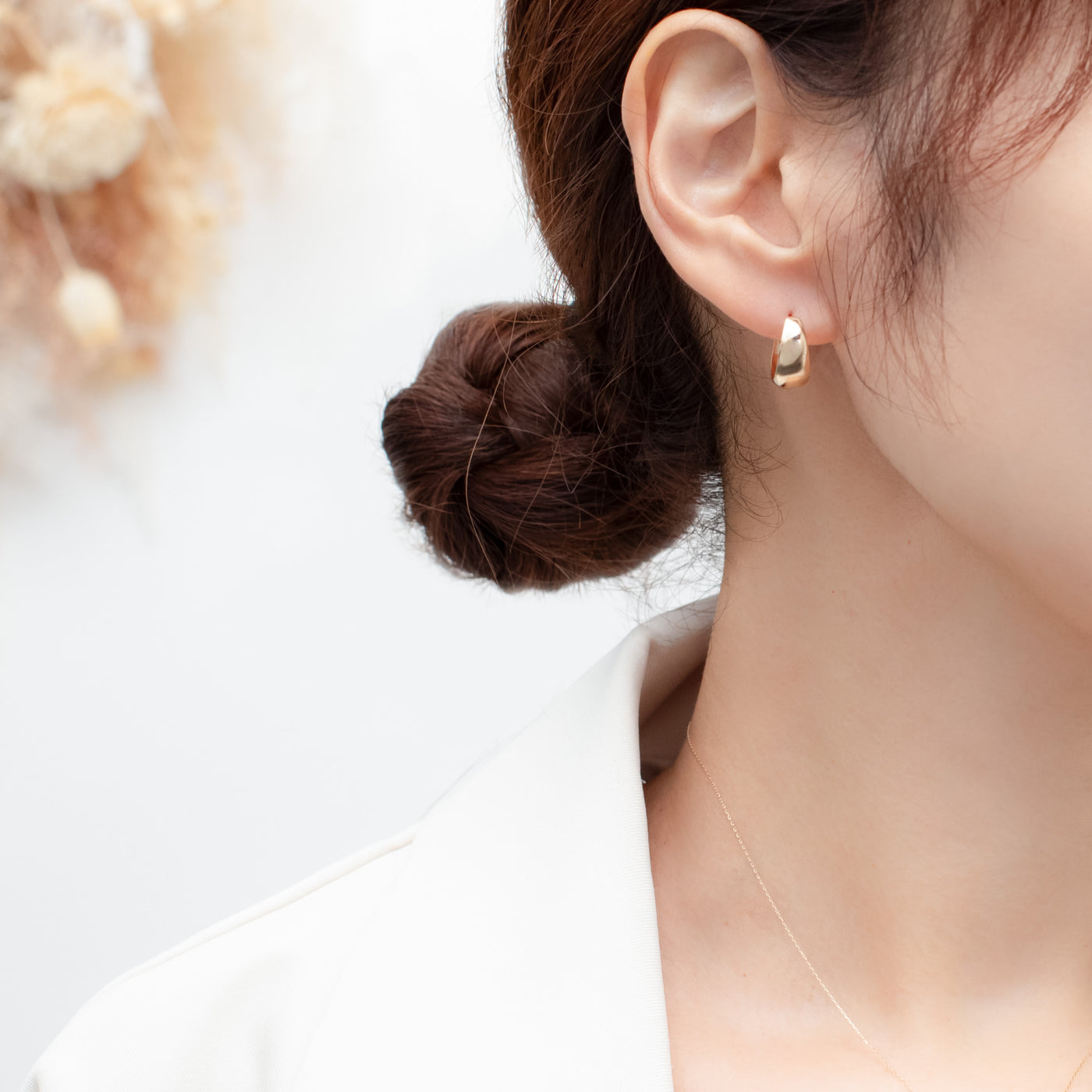 ESTELLE イエローゴールドトーン フープピアスK10金 約2.5cm K10 イエローゴールド フープ ピアス （9879142531374