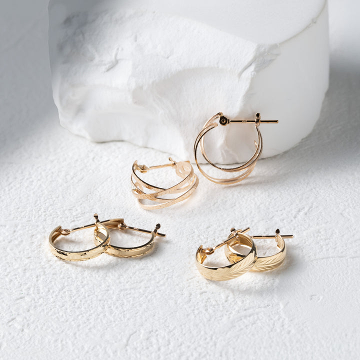 K10 イエローゴールド フープ ピアス （9625038684462）– エステール