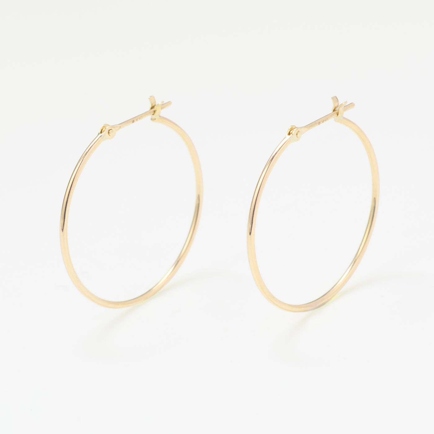 K10 イエローゴールド フープ ピアス（25mm）