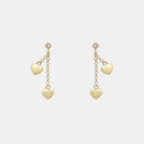 K10 イエローゴールド ダイヤモンド ハート ピアス