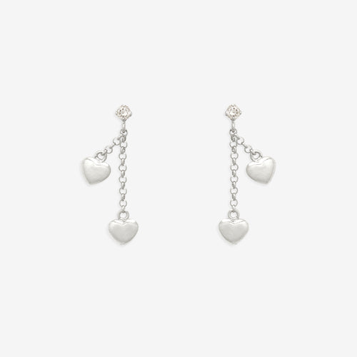 K10 ホワイトゴールド ダイヤモンド ハート ピアス