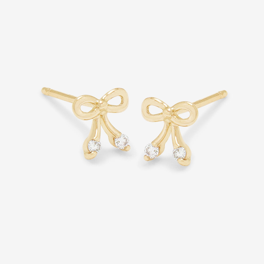 WEB限定】K10 イエローゴールド ダイヤモンド リボン ピアス