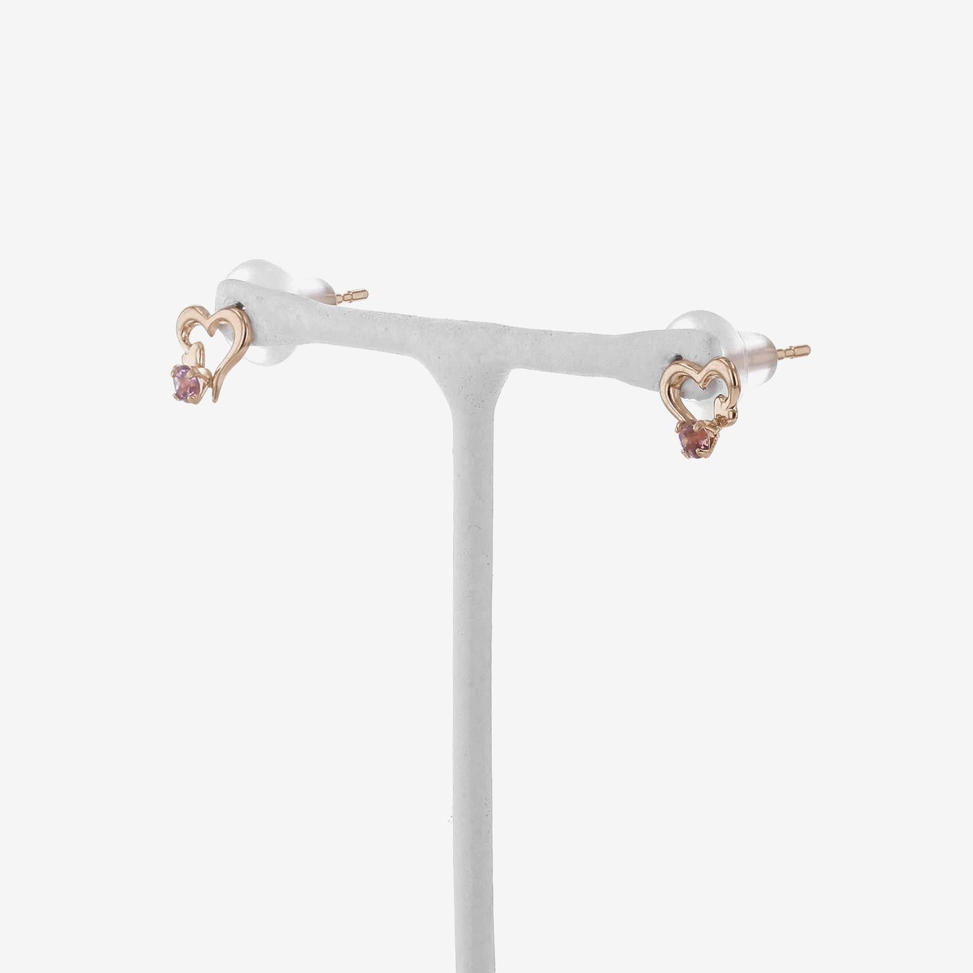 10月誕生石 K10 ピンクゴールド ピンクトルマリン ハート ピアス