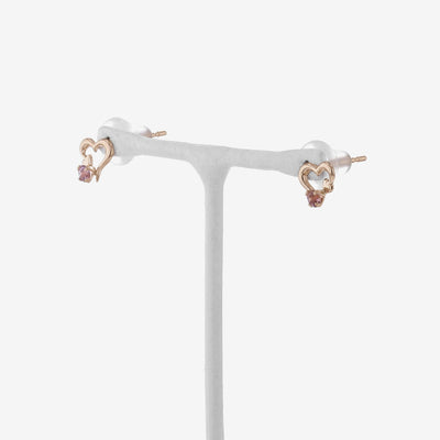 10月誕生石 K10 ピンクゴールド ピンクトルマリン ハート ピアス