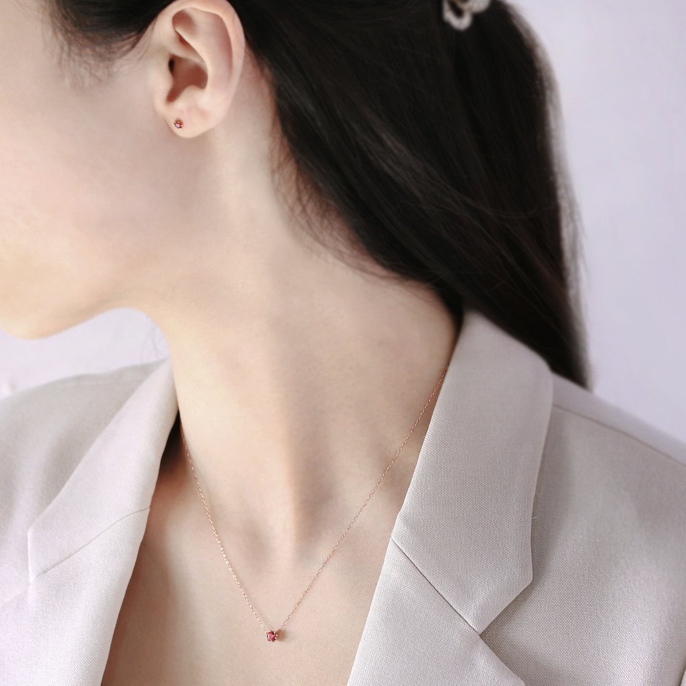 1月誕生石 K10 イエローゴールド ガーネット ピアス