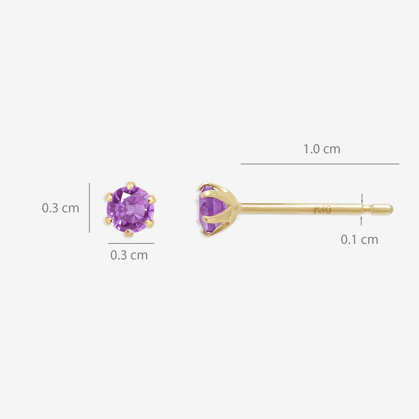 2月誕生石 K10 イエローゴールド アメジスト ピアス
