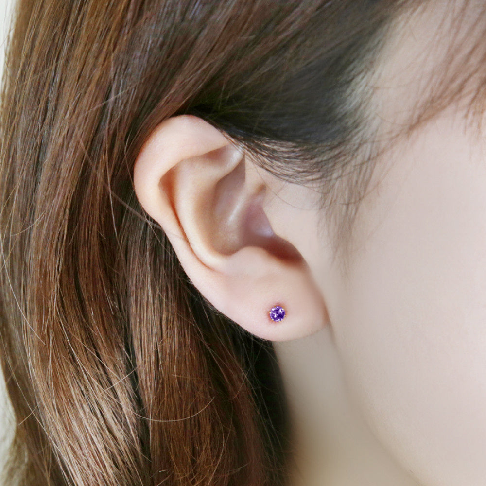 2月誕生石 K10 イエローゴールド アメジスト ピアス