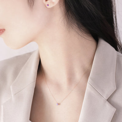 2月誕生石 K10 イエローゴールド アメジスト ピアス