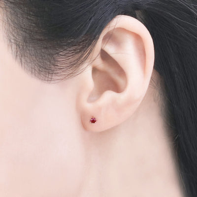 7月誕生石 K10 イエローゴールド ルビー ピアス