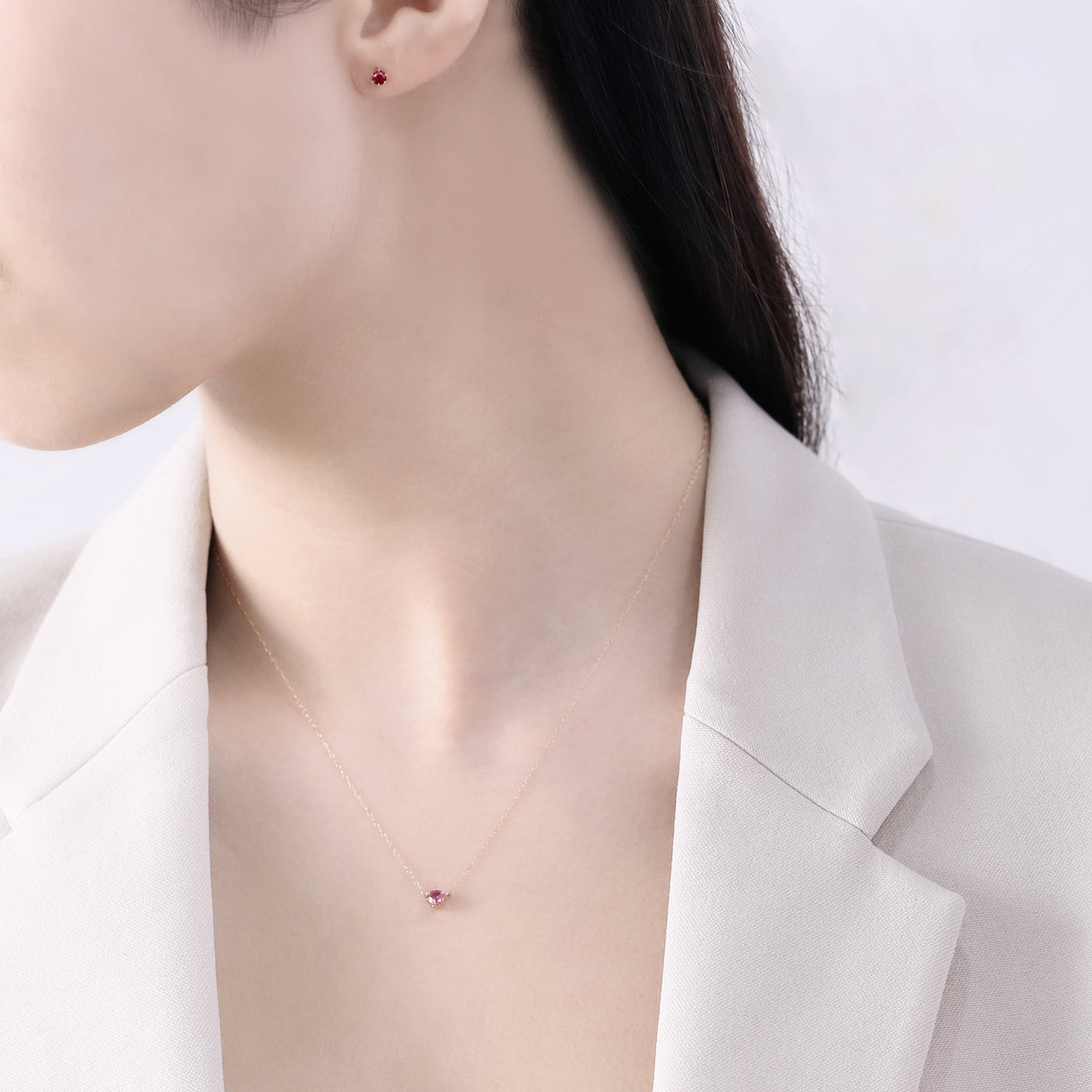 7月誕生石 K10 イエローゴールド ルビー ピアス