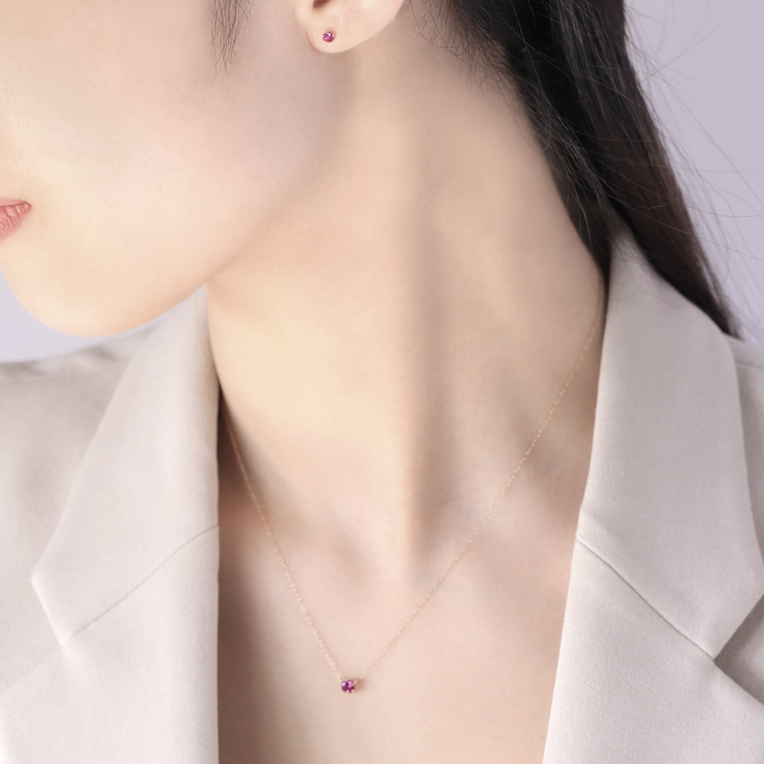 10月誕生石 K10 イエローゴールド ピンクトルマリン ピアス