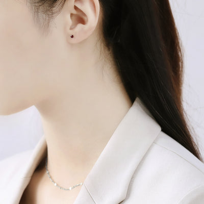 1月誕生石 K10 ホワイトゴールド ガーネット ピアス