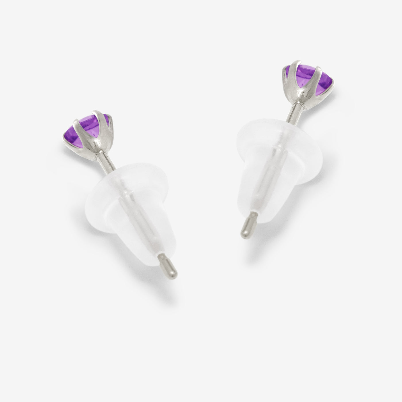 2月誕生石 K10 ホワイトゴールド アメジスト ピアス