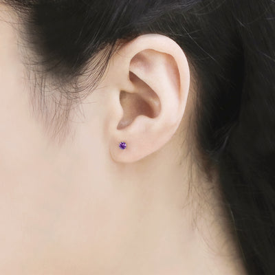 2月誕生石 K10 ホワイトゴールド アメジスト ピアス