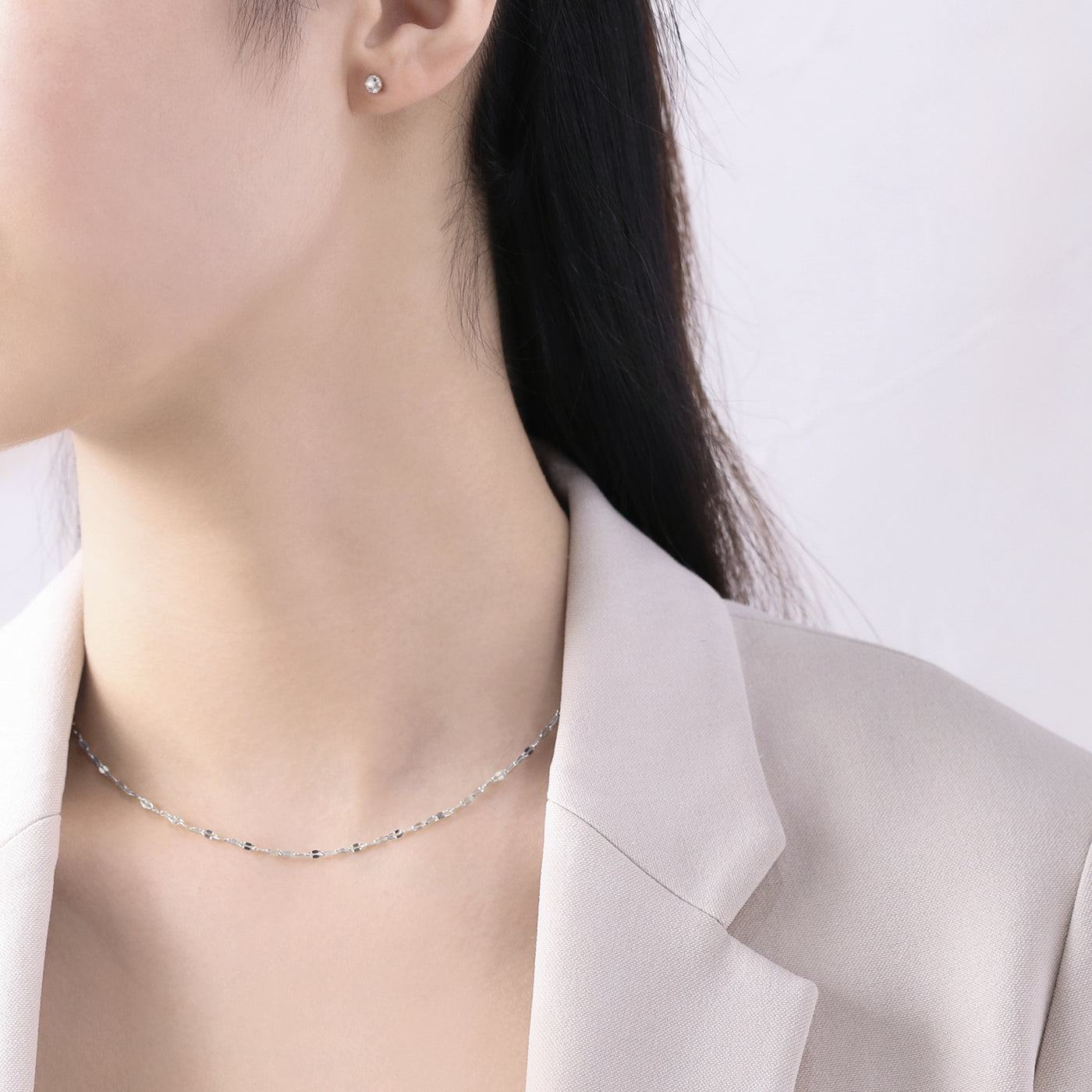 K10 ホワイトゴールド クォーツ ピアス