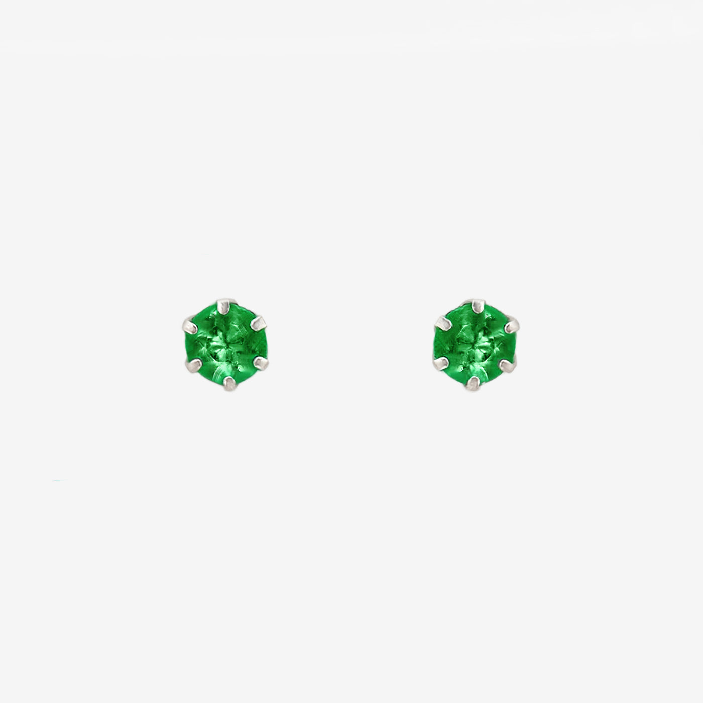 5月誕生石 K10 ホワイトゴールド エメラルド ピアス