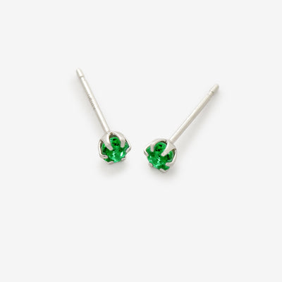 5月誕生石 K10 ホワイトゴールド エメラルド ピアス