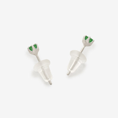 5月誕生石 K10 ホワイトゴールド エメラルド ピアス