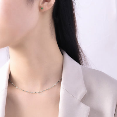 5月誕生石 K10 ホワイトゴールド エメラルド ピアス