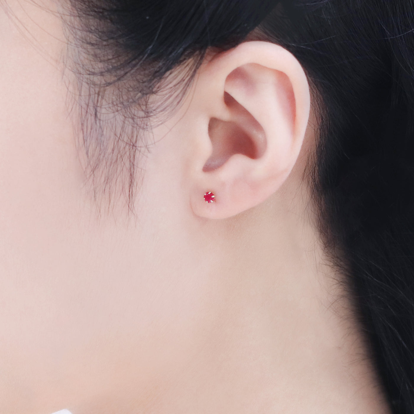 7月誕生石 K10 ホワイトゴールド ルビー ピアス