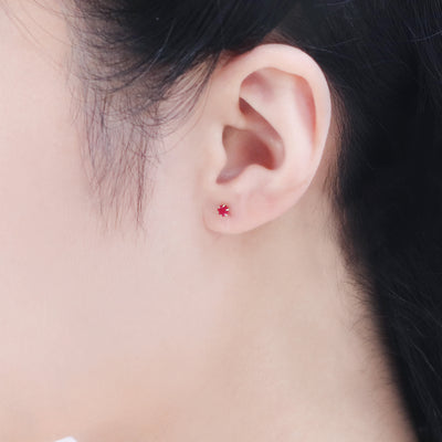 7月誕生石 K10 ホワイトゴールド ルビー ピアス