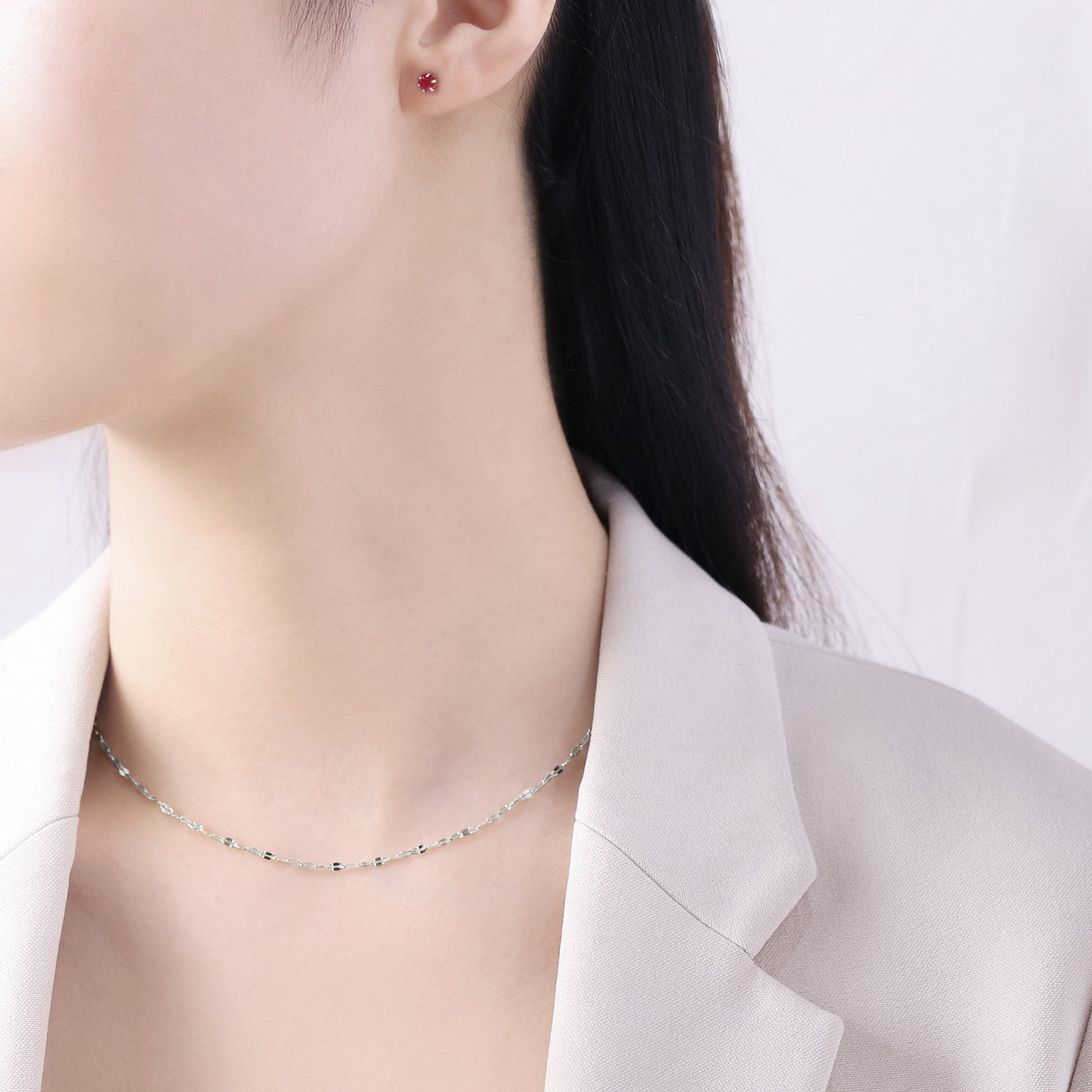 7月誕生石 K10 ホワイトゴールド ルビー ピアス