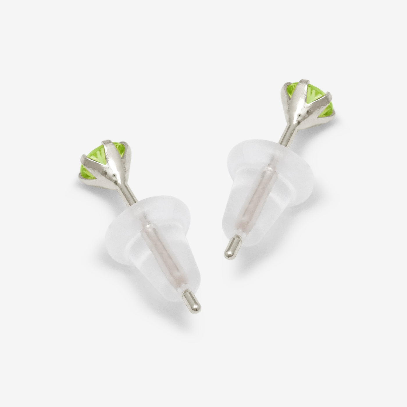 8月誕生石 K10 ホワイトゴールド ペリドット ピアス