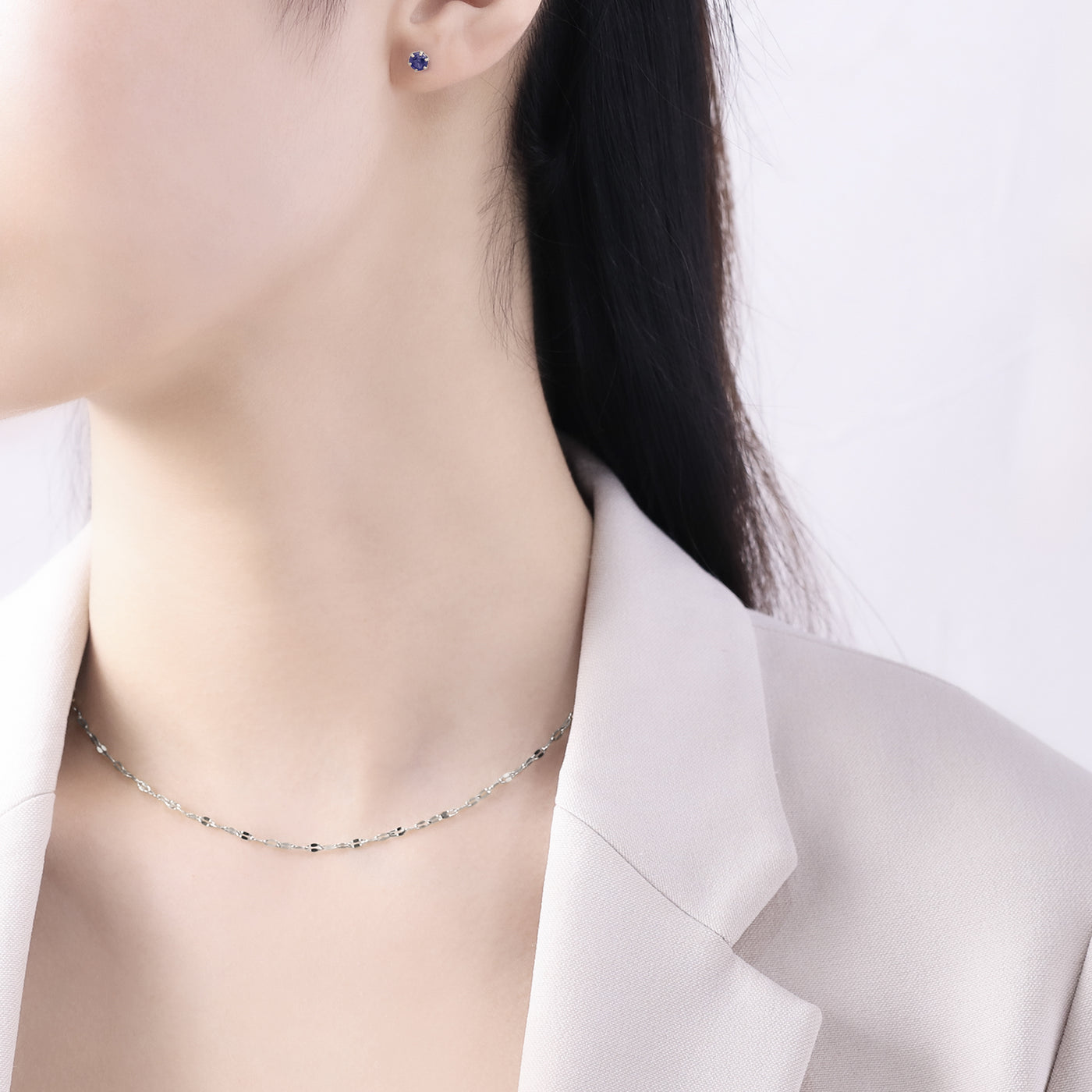 9月誕生石 K10 ホワイトゴールド サファイア ピアス