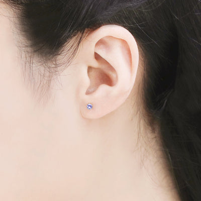 12月誕生石 K10 ホワイトゴールド タンザナイト ピアス