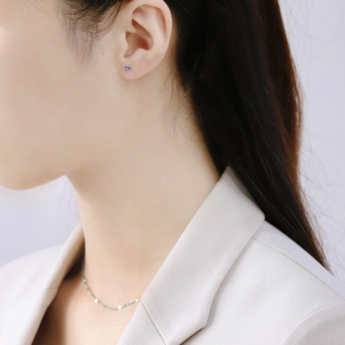 12月誕生石 K10 ホワイトゴールド タンザナイト ピアス